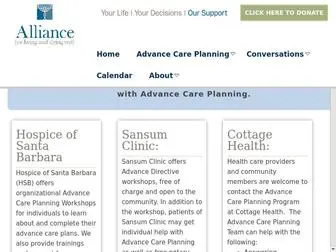 Allianceforlivinganddyingwell.org(Santa Barbara Non) Screenshot