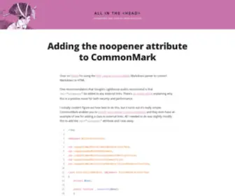 Allinthehead.com(Adding the noopener attribute to CommonMark) Screenshot