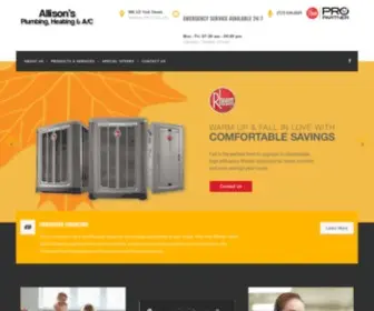 Allisonsplumbingheatingandac.com(Allisons Plumbing Heating & AC/7 hr Service) Screenshot