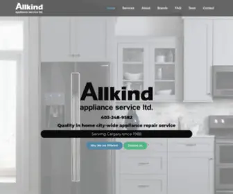 Allkind.ca(Allkind Appliance Services) Screenshot