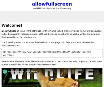 Allowfullscreen.com(An HTML attribute for the iframe tag) Screenshot