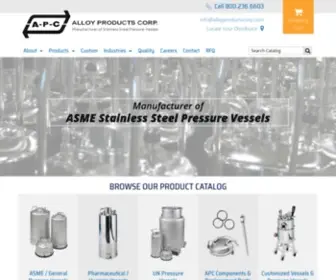 Alloyproductscorp.com(ASME Stainless Steel Pressure Vessels) Screenshot