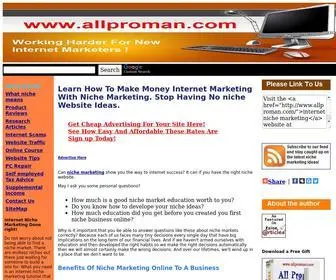 Allproman.com(Learn How To Research A Niche Market Business) Screenshot