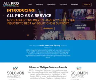 Allprosound.com(All Pro Integrated Systems started in 1980 with one simple mission) Screenshot