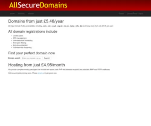 AllsecureDomains.com(All Secure Domains) Screenshot