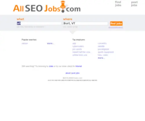Allseojobs.com(All jobs in SEO with one search (USA)) Screenshot
