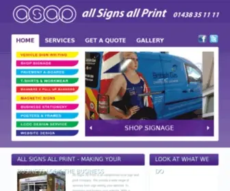 Allsignsallprint.com(ASAP Vehicle Sign Writing & Shop Signage in Hitchin) Screenshot