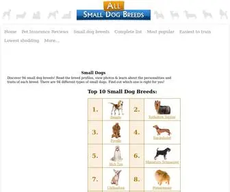 Allsmalldogbreeds.com(Small Dogs) Screenshot
