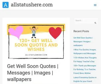Allstatushere.com(Status and quotes website) Screenshot