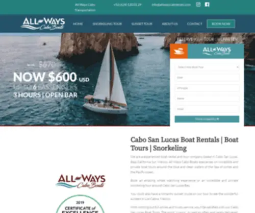 Allwayscaboboats.com(Cabo san lucas boat rentals) Screenshot