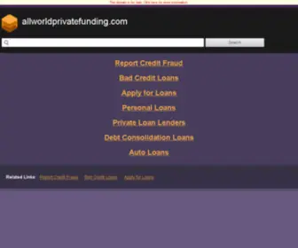 AllWorldprivatefunding.com(Personal loans high risk personal loan lenders bad credit small business loans applications) Screenshot