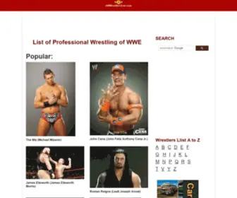 Allwrestlerslist.com(All Wrestlers List) Screenshot