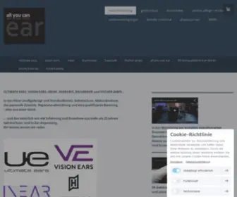 Allyoucanear.de(In-Ear-Monitoring von Ultimate Ears, Vision Ears, Hearos, Hearos, InEar und Hearsafe) Screenshot