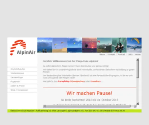 Alpinair.ch(Gleitschirmfliegen Interlaken) Screenshot