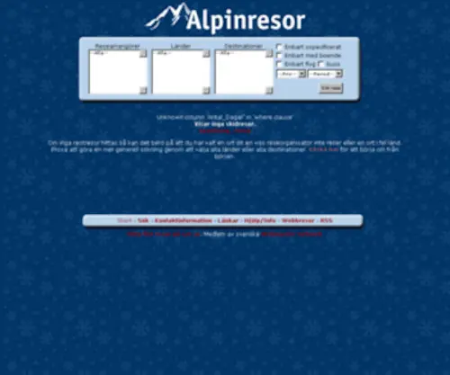 Alpinresor.se(Restresor och skidresor till alperna) Screenshot