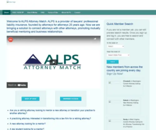 Alpsattorneymatch.com(ALPS Attorney Match) Screenshot