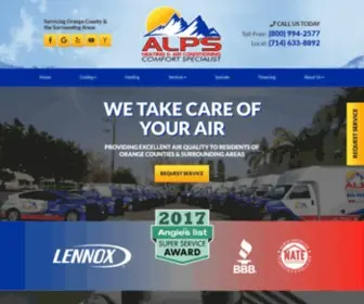 Alpscomfortair.com(Heating & Cooling Company Anaheim) Screenshot