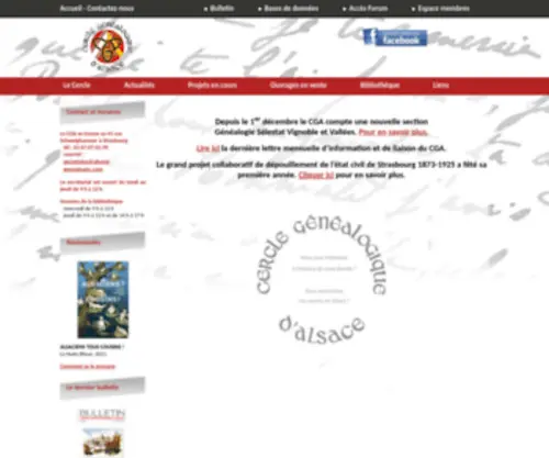 Alsace-Genealogie.com(Cercle généalogique d'Alsace CGA) Screenshot