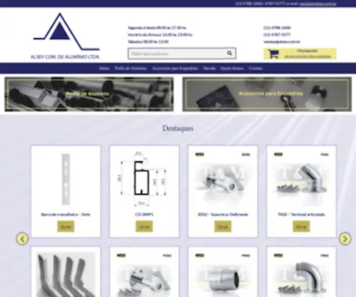 Alsev.com.br(Perfis de Alumínio Extruturados para as mais diversas aplicações nos segmentos de Construção Civil e na Indústria) Screenshot
