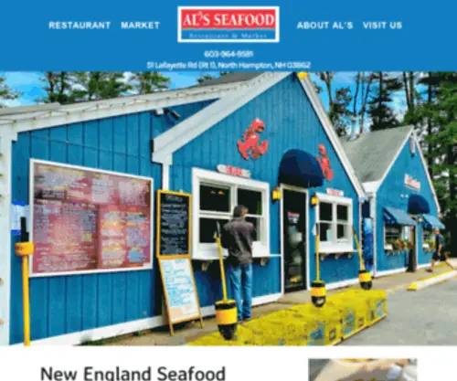 Alsseafoodnh.com(Casual New England Style Seafood) Screenshot