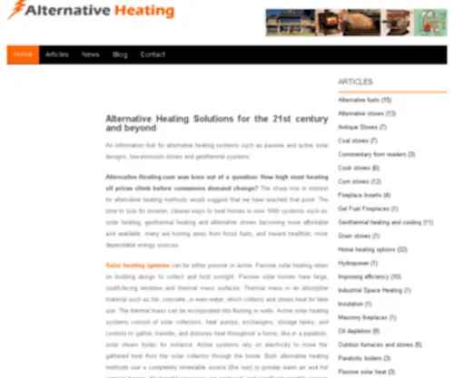 Alternative-Heating.com(Alternative Heating Methods for the 21st century) Screenshot
