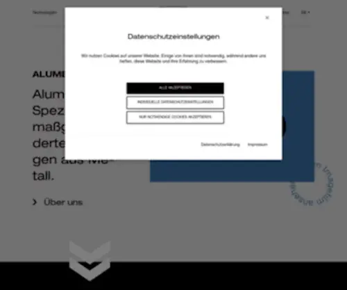 Alumero.at(Spezialist für maßgeschneiderte Metalllösungen) Screenshot