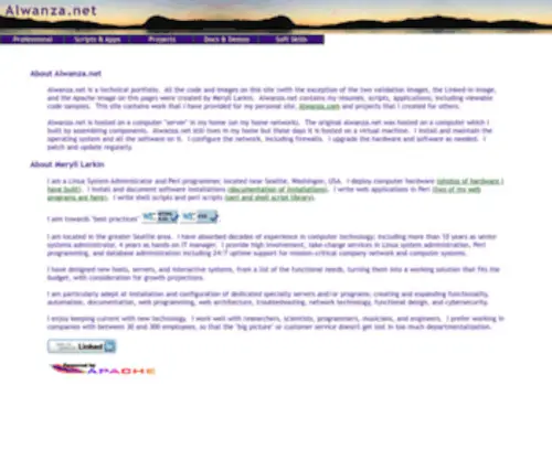 Alwanza.net(The technical portfolio of Meryll Larkin) Screenshot