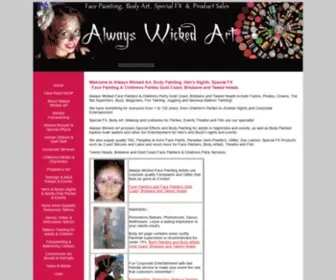 Alwayswickedart.com.au(Face Painting and Parties Gold Coast Brisbane Tweed Heads Tweed Coast) Screenshot