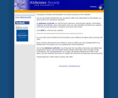 Alzheimernb.ca(Alzheimer Society of New Brunswick) Screenshot