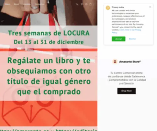 Amarante.es(Tu Centro Comercial online de confianza desde Salamanca) Screenshot