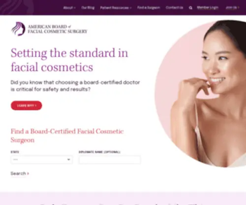 AMBRDFCS.org(American Board of Facial Cosmetic Surgery) Screenshot