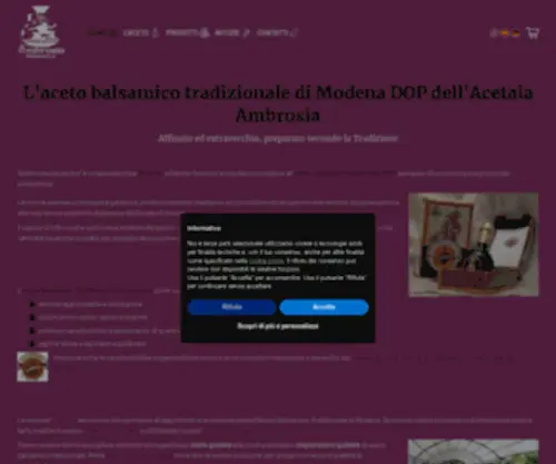 Ambrosiabalsamico.it(L'aceto balsamico tradizionale di Modena DOP dell'Acetaia Ambrosia) Screenshot