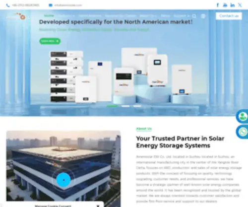 Amensolar.com(Solar Inverter & Residential Solar Battery Manufacturer) Screenshot