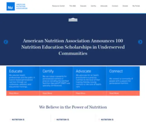 Americancollegeofnutrition.org(American Nutrition Association) Screenshot