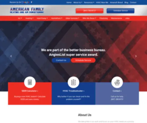 Americanfamilyhvac.com(Heater Repair Elgin) Screenshot