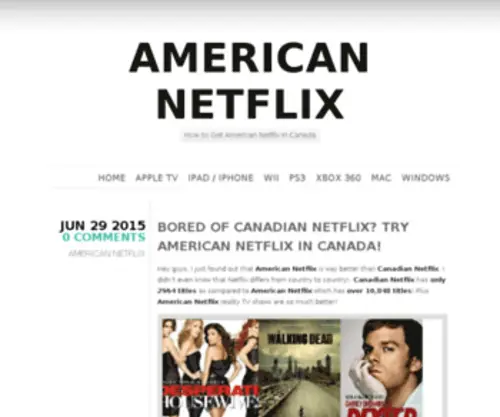 Americannetflix.ca(American Netflix) Screenshot
