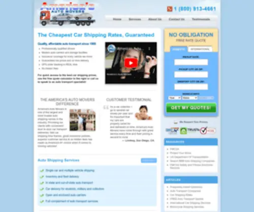 Americasautomovers.com(Auto Transport Companies & Car Shipping Services) Screenshot