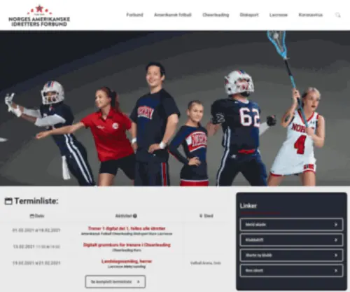Amerikanskeidretter.no(Norges amerikanske idretters forbund) Screenshot