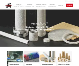 Amespore.com(Sintered metal filters AmesPore®) Screenshot