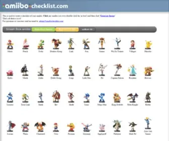 Amiibochecklist.com(Amiibo Checklist) Screenshot