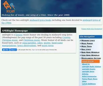 Amiright.com(A music humor site dealing in misheard song lyrics (Mondegreens)) Screenshot