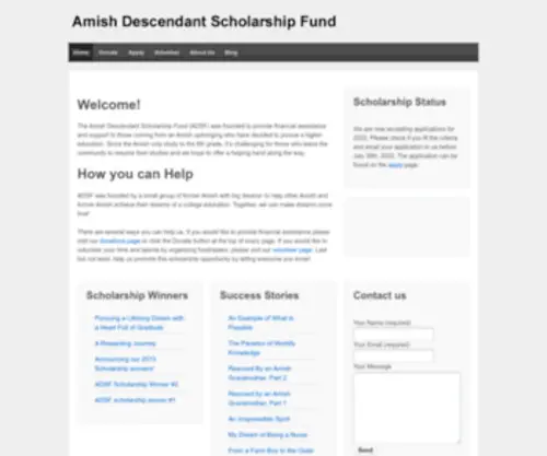 Amishscholarship.com(Amish Descendant Scholarship Fund) Screenshot