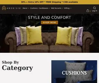 Amorilio.com(Shop Luxury Home decor Online In India) Screenshot