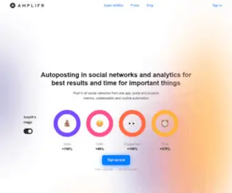 Amplifr.ru(Amplifr is a social media publication and analytics app) Screenshot