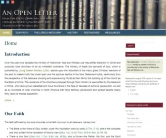 AN-Open-Letter.org(From the Local Churches and Living Stream Ministry Concerning the Teachings of Witness Lee) Screenshot