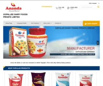 Anandaproducts.in(GOPALJEE DAIRY FOODS PRIVATE LIMITED) Screenshot