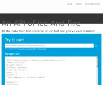 Anapioficeandfire.com(An API of Ice And Fire) Screenshot