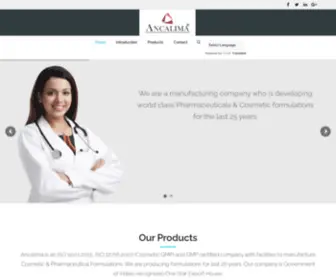 Ancalima.com(Manufacturer & Exporter of Cosmetic & Pharmaceutical Product) Screenshot