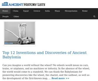 Ancienthistorylists.com(Ancient History Lists) Screenshot