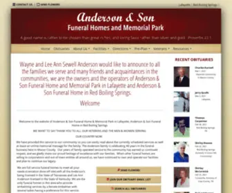 Andersonandsonfuneralhomes.com(Anderson & Son Funeral Homes & Memorial Park) Screenshot